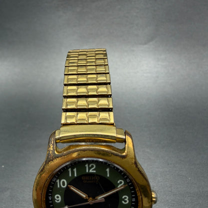 Seiko Watch Men 35mm Green & Brown Dial Gold Tone Round 7N01-6G39 New Battery4
