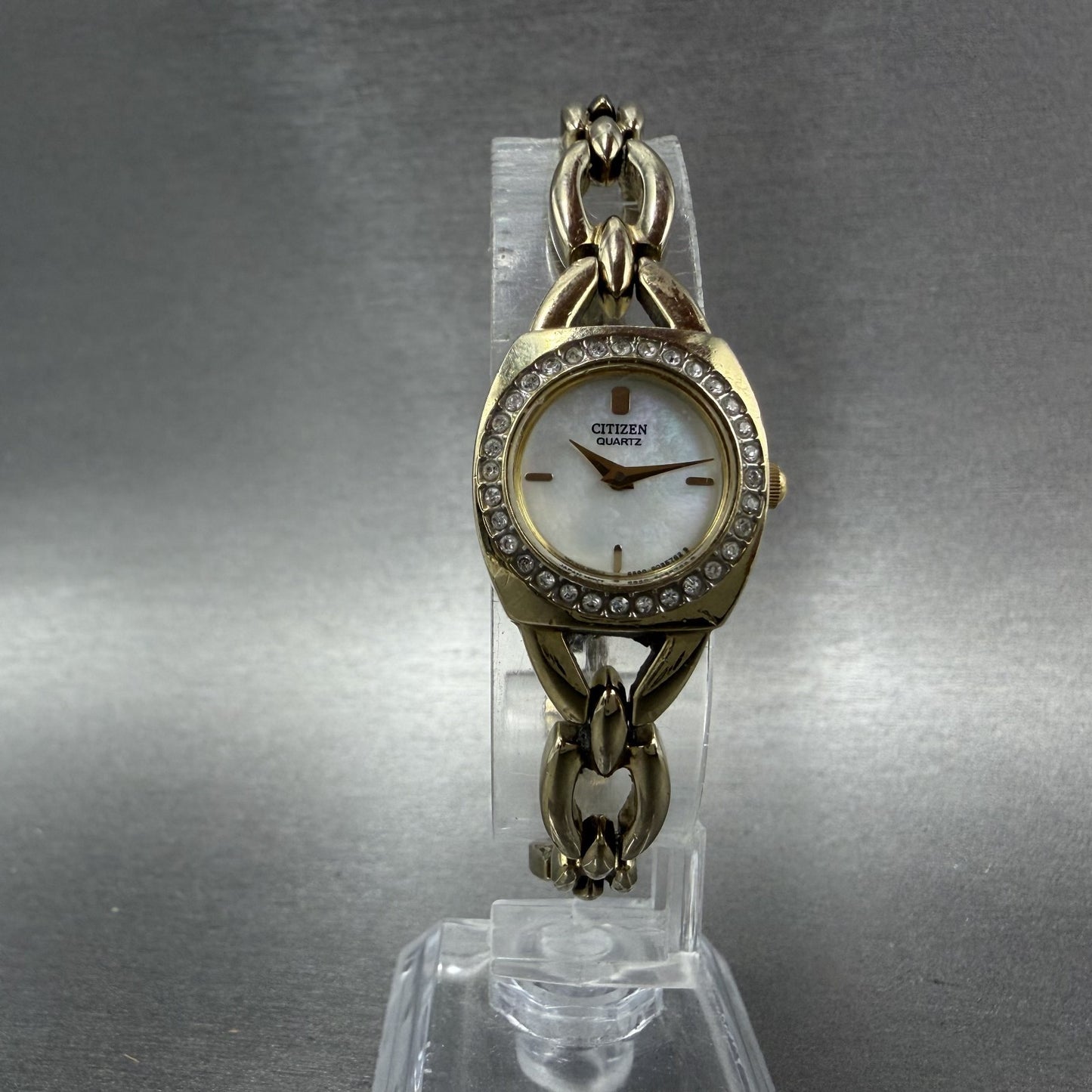 Citizen Watch Women 19mm White Dial Gold Tone Crystals 5920-S021103 New Battery5