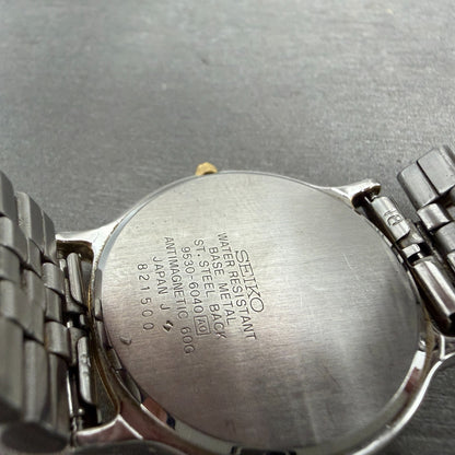 Seiko Dolce Watch Men 31mm White Dial Two Tone Round 9530-6040 New Battery9