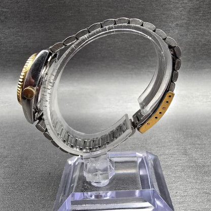 Seiko SQ Watch Women 24mm Silver Dial Two Tone Daydate Round 8523-0059 New BattG6