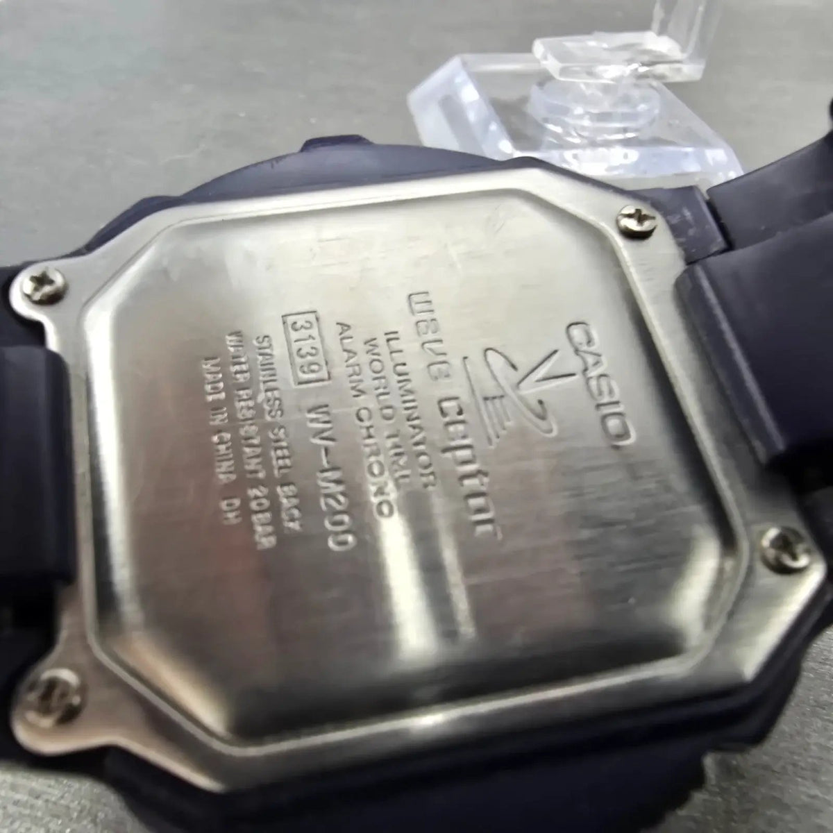 Casio Waveceptor Watch Men 48mm Digital Blue Silver Alarm Chrono WV-M200 NewBat9