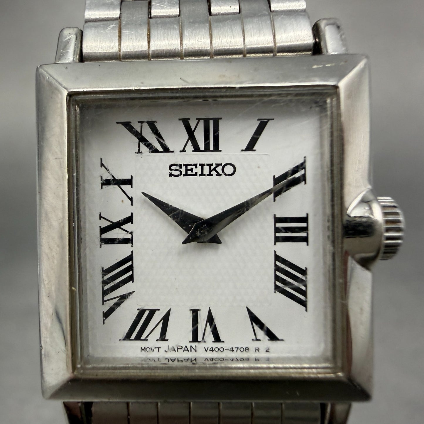 Seiko Tank Watch Women 20mm White Dial Silver Tone Square V400-6530 New Battery21