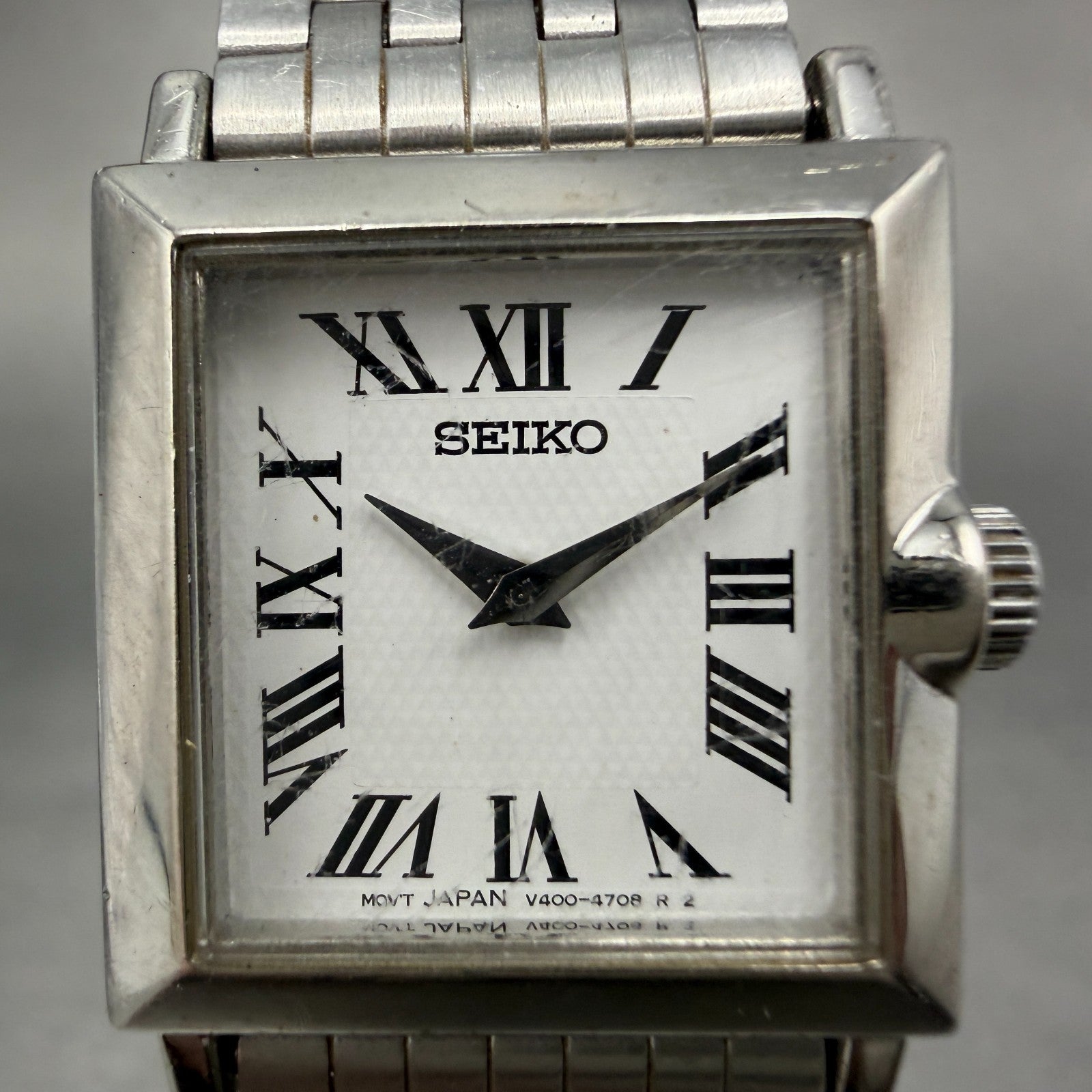 Seiko Tank Watch Women 20mm White Dial Silver Tone Square V400-6530 New Battery21