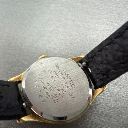 Seiko Watch Women 21mm Champagne Dial Gold Tone Round V401-0920 New Battery VTG9