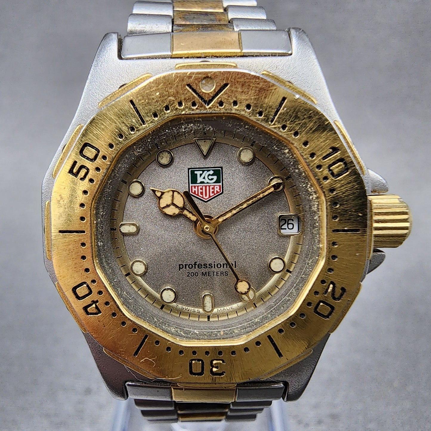 Tag Heuer Professional Dive Watch Women 28mm Gray Dial Two Tone Date New Battery1