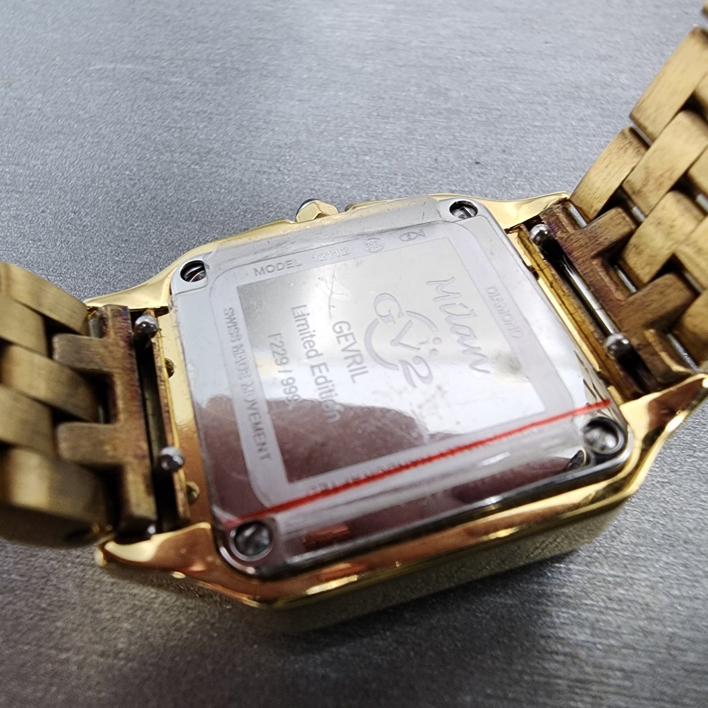 Gevril GV2 Milan Watch Women 28mm White Dial Gold Tone Diamond Accetns 12113B11