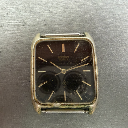 Seiko Tank Watch Men 27mm Brown Dial Gold Tone 7830-5001 New Battery READ!!!!!!!0