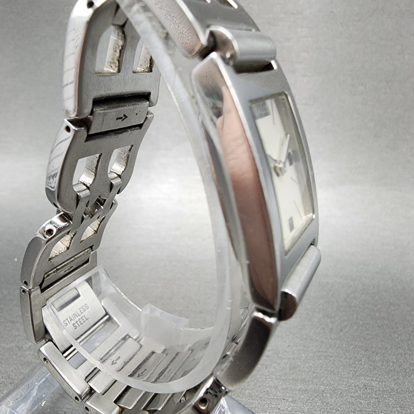 Bally Tank Watch Women 18mm White Dial Stainless Steel Rectangle New Battery3