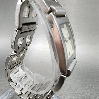 Bally Tank Watch Women 18mm White Dial Stainless Steel Rectangle New Battery3