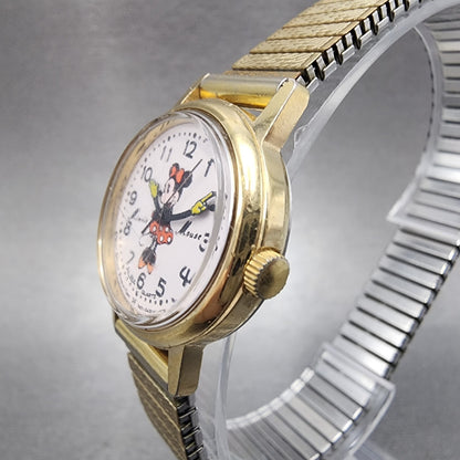 Seiko Alba Minnie Mouse Watch Women 26mm White Dial Gold Tone Y4010110 New Batt2