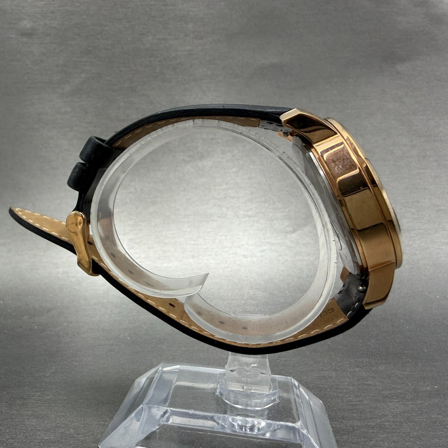 MVMT Boulevard Watch Women 38mm Black Dial Rose Gold Tone Date Leather New BattA8