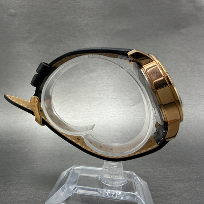 MVMT Boulevard Watch Women 38mm Black Dial Rose Gold Tone Date Leather New BattA8