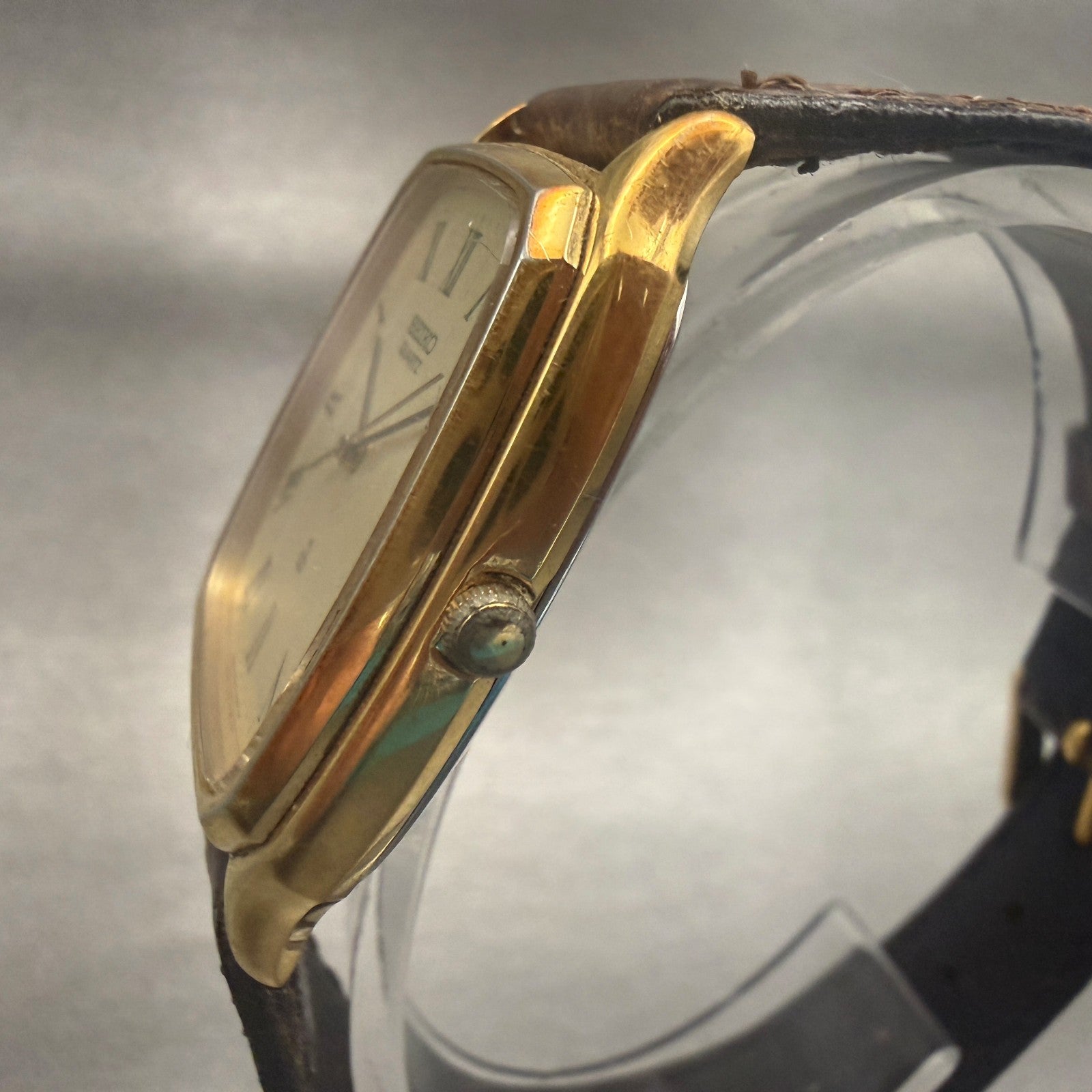 Seiko Watch Men 31mm Champagne Dial Gold Tone Rectangle 6030-5190 New Battery2