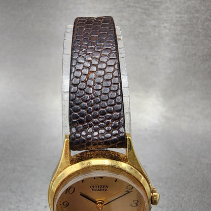 Citizen Seven Watch Women 22mm Gold Dial Gold Tone Round 2030041682 New Battery4