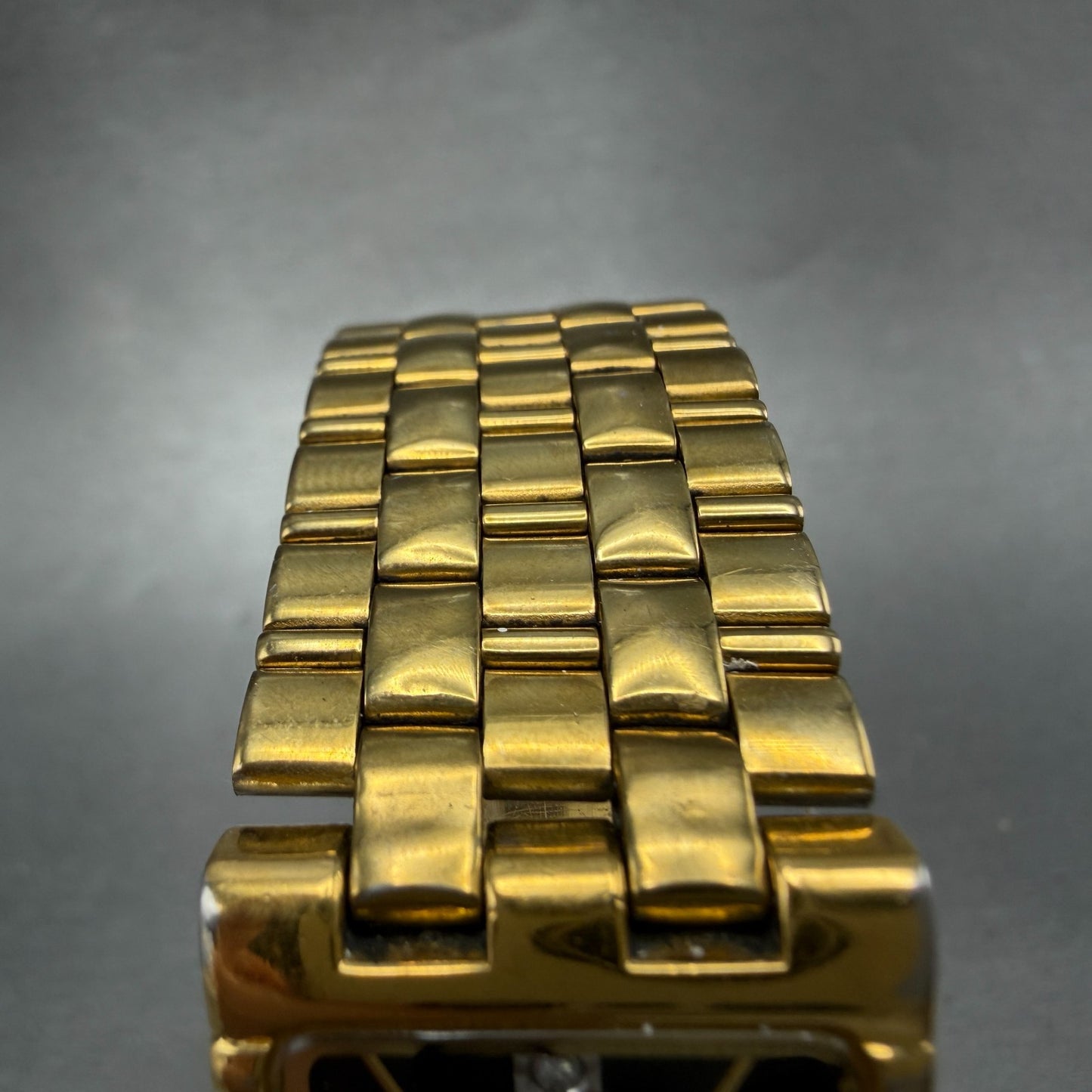 Bulova Tank Watch Men 23mm Black Dial Gold Tone Rectangle 97D03 PARTS Diamond5