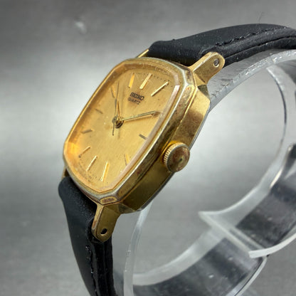 Seiko Watch Women 22mm Champagne Dial Gold Tone Rectangle 1421-5100 New Battery42