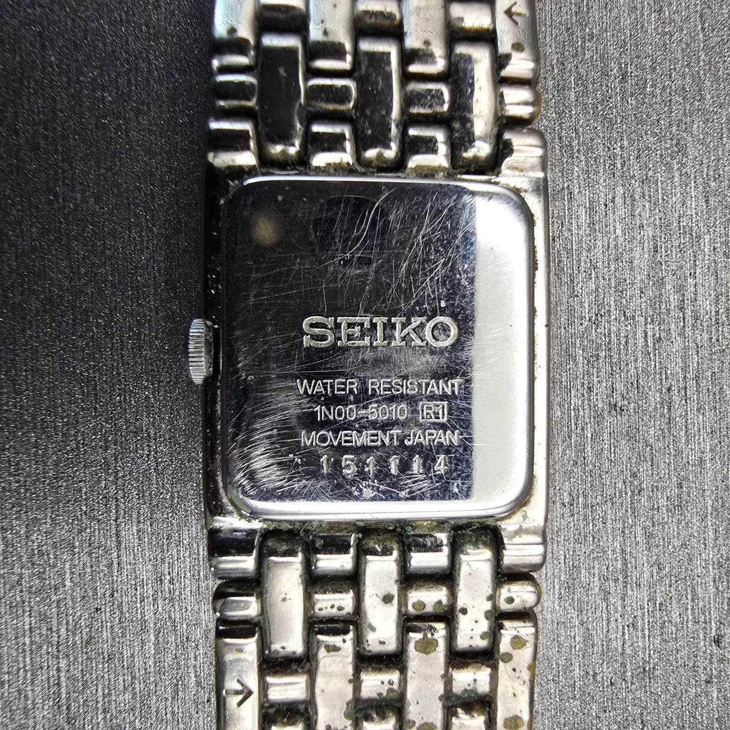 Seiko Watch Women 19mm White Dial Silver Tone Rectangle 1N01-5010 New Battery10