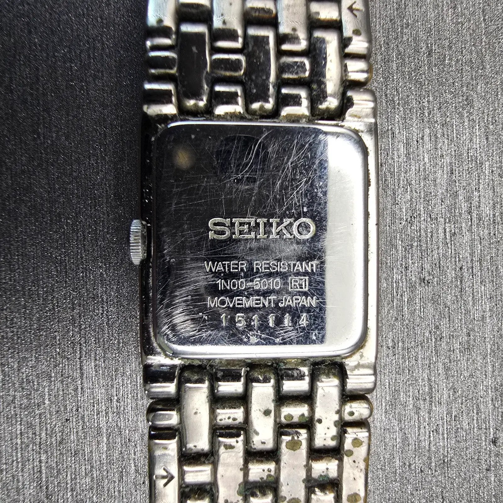 Seiko Watch Women 19mm White Dial Silver Tone Rectangle 1N01-5010 New Battery10