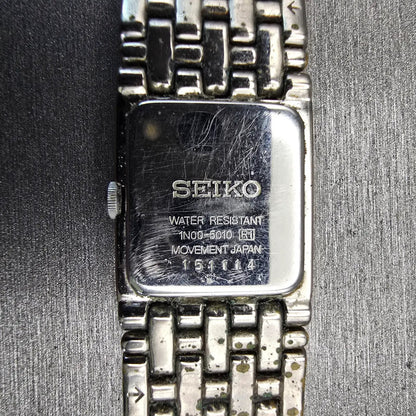 Seiko Watch Women 19mm White Dial Silver Tone Rectangle 1N01-5010 New Battery10