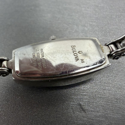 Bulova Tank Watch Women 14mm Black Dial Silver Tone Rectangle 96T15 New Battery9