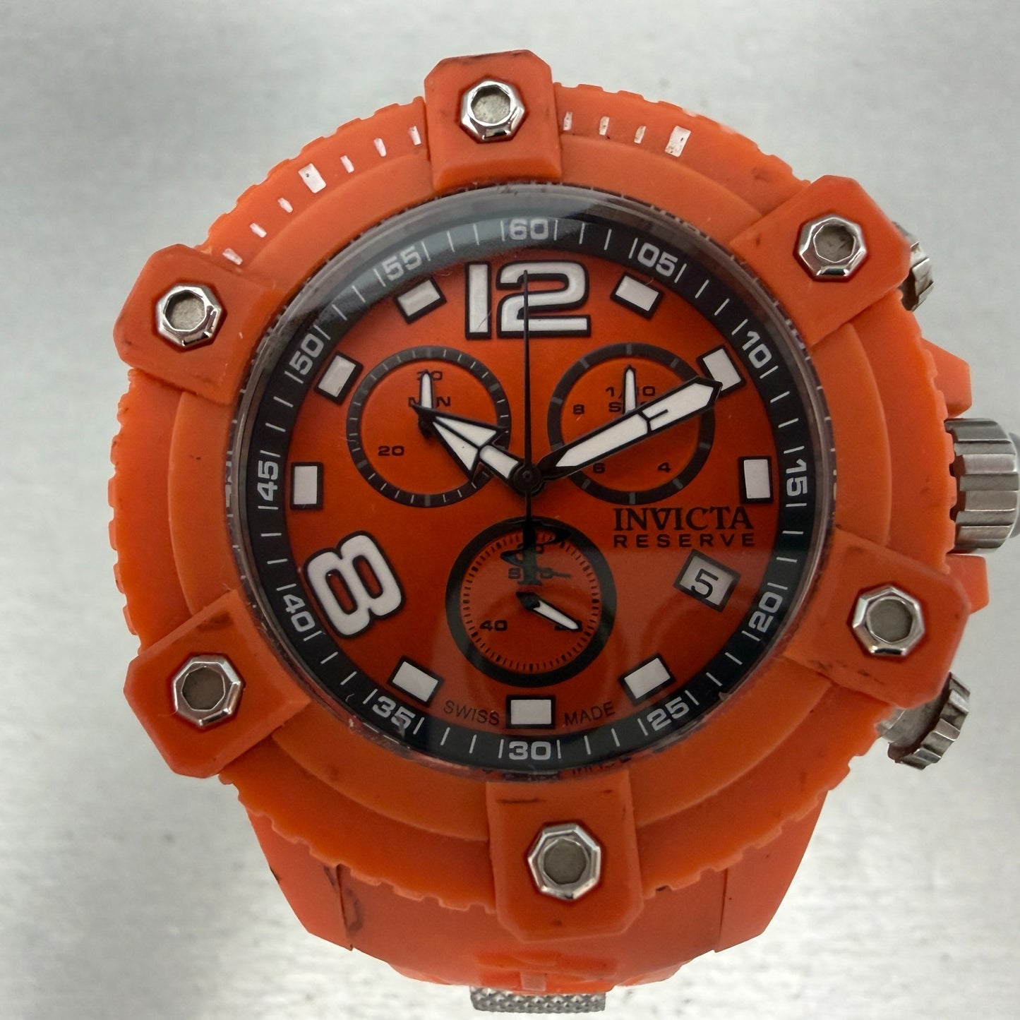 Invicta Reserve Octane Chrono Watch Men 49mm Orange Dial Orange Date 17291 Runs1