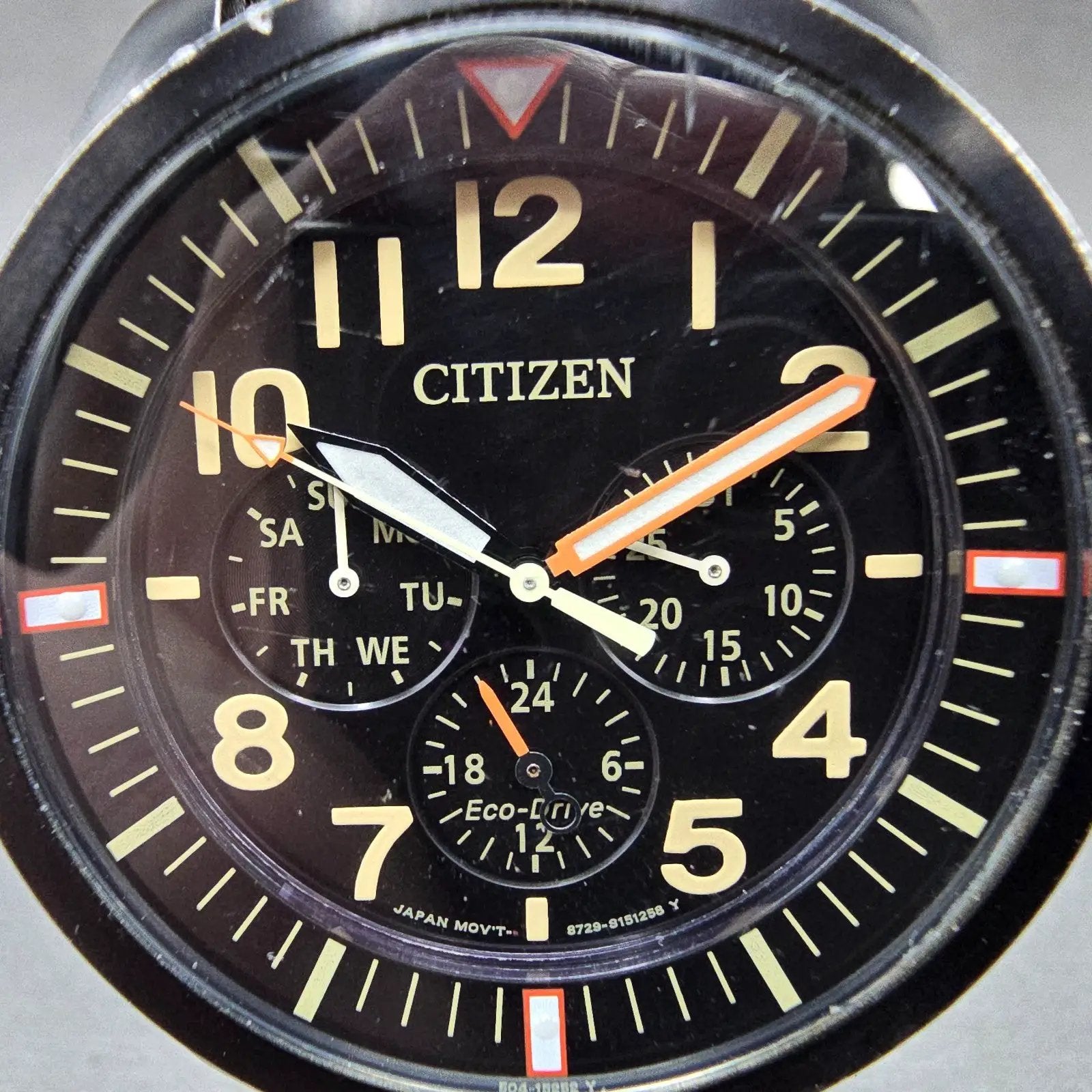 Citizen Eco-Drive Watch men 43mm Black Dial Black Tone Daydate 8729-S105781 Runs1
