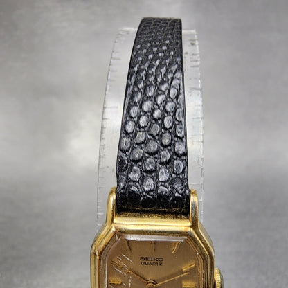Seiko Watch Women 16mm Gold Dial Gold Tone Octagon 2C205769 New Battery4
