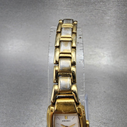 Seiko Watch Women 16mm White Dial Gold Tone Rectangle 1N000GA0 New Battery4