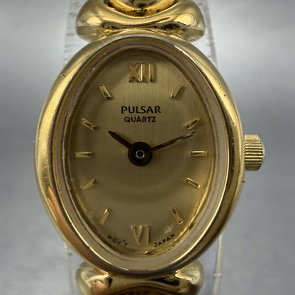 Seiko Pulsar Watch Women 16mm Champagne Dial Gold Tone V810X004 New Battery1