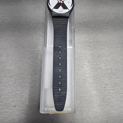 Swatch X-Rated Watch Men 34mm White Dial Black Tone Date GB406 New Battery NOS3
