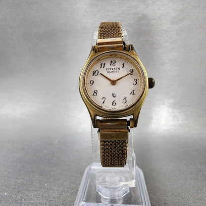 Citizen CQ Watch Women 23mm White Dial Gold Tone Round 4751574 New Battery6