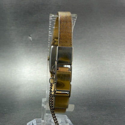 Seiko Tank Watch Women 13mm Champagne Dial Gold Tone 1320-6070 New Battery7
