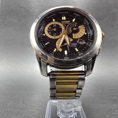 Citizen Eco-Drive Perpetual Calendar Watch Men 39mm Blue Dial Two Tone Runs E8705