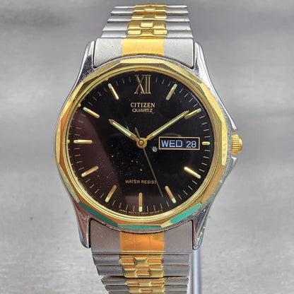 Citizen Watch Men 34mm Black Dial Two Tone Daydate Round 5500-S24361 New Battery0