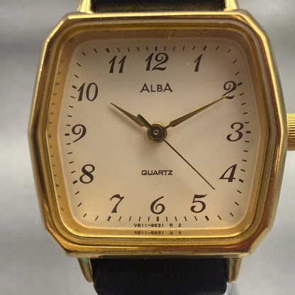 Seiko Alba Watch Women 23mm Champagne Dial Gold Tone V811-5551 New Battery1