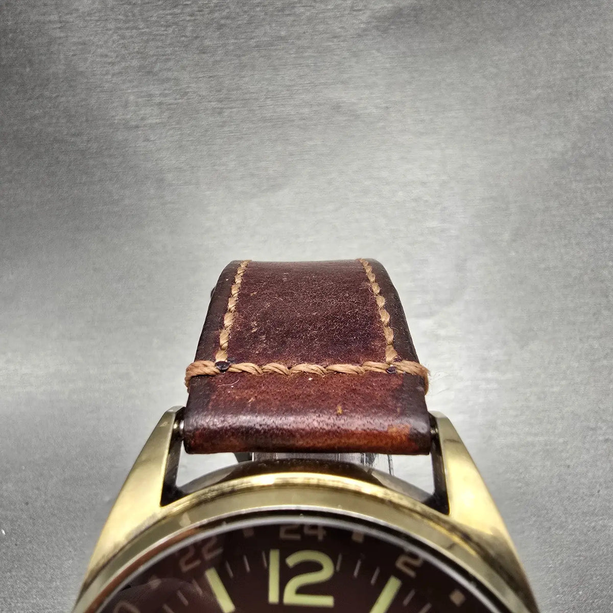 Torgoen T 25 GMT Watch Men 44mm Brown Dial Gold Tone Date Round New Battery4