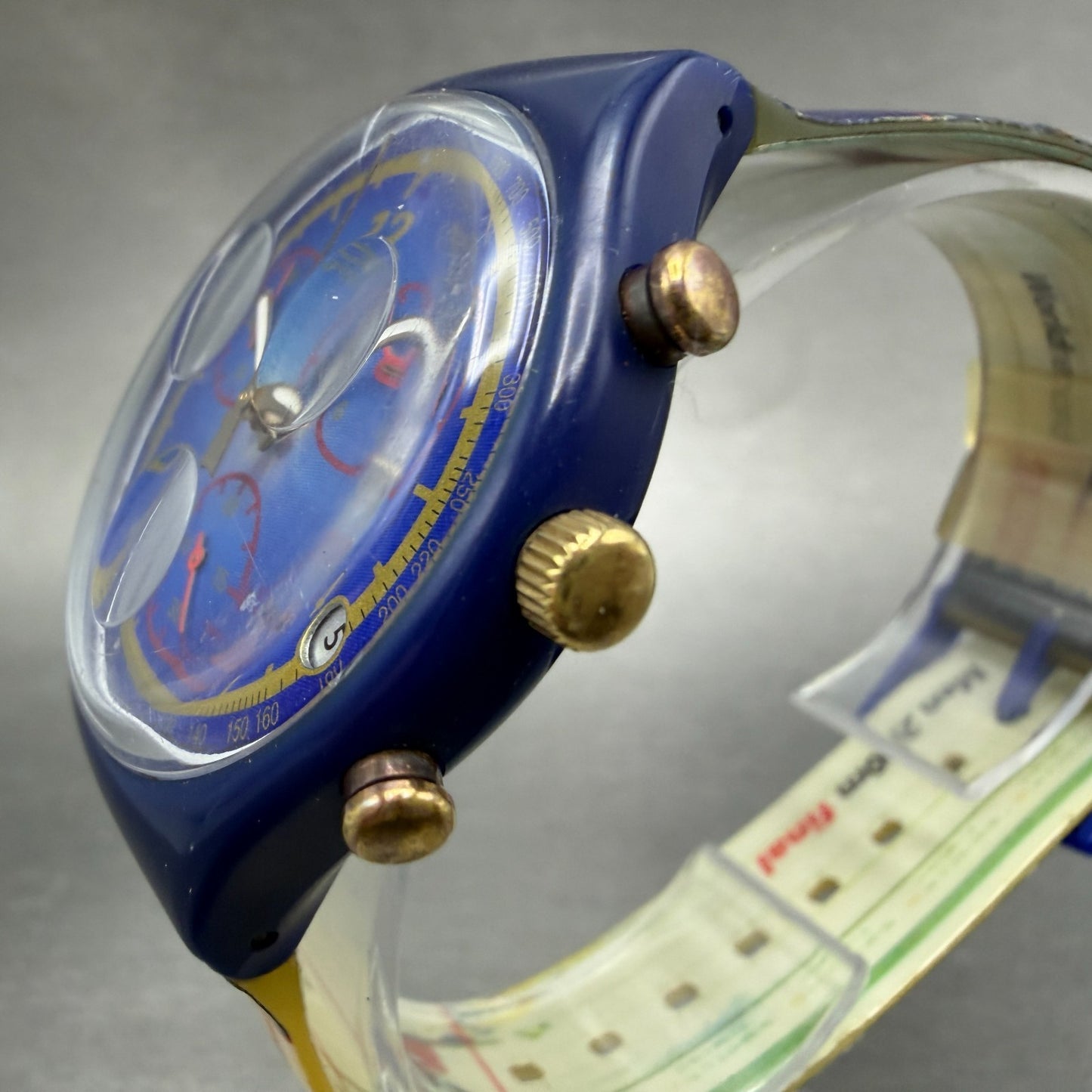 Swatch Chrono Michael Johnson Watch Men 37mm Blue Dial Blue READ!!!! Date Newbat2