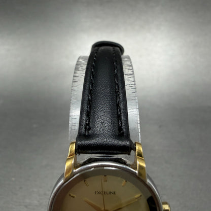 Seiko Exceline Watch Women 22mm Champagne Dial Two Tone Round 7321-0770 New Batt4