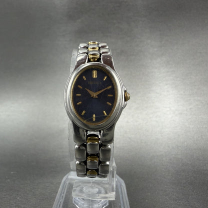 Seiko Watch Women 20mm Blue Dial Two Tone Oval 1N00-6T20 New Battery Vintage5