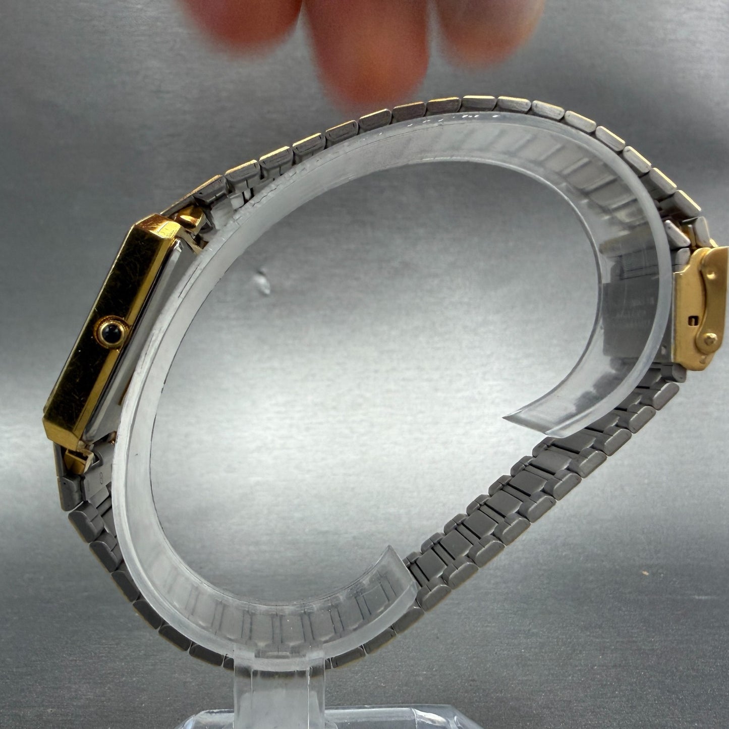 Citizen CQ Tank Watch Unisex 25mm Blue Dial Gold Tone Rectangle New Battery6