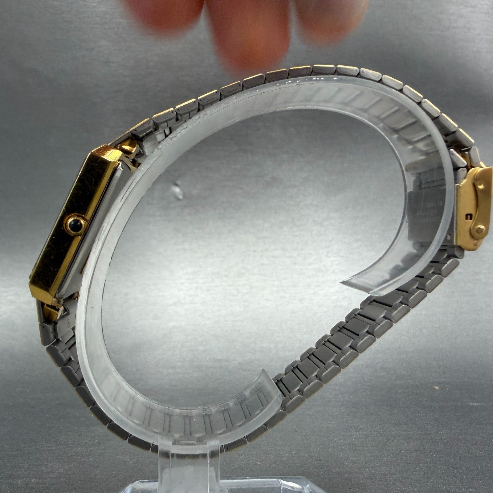 Citizen CQ Tank Watch Unisex 25mm Blue Dial Gold Tone Rectangle New Battery6