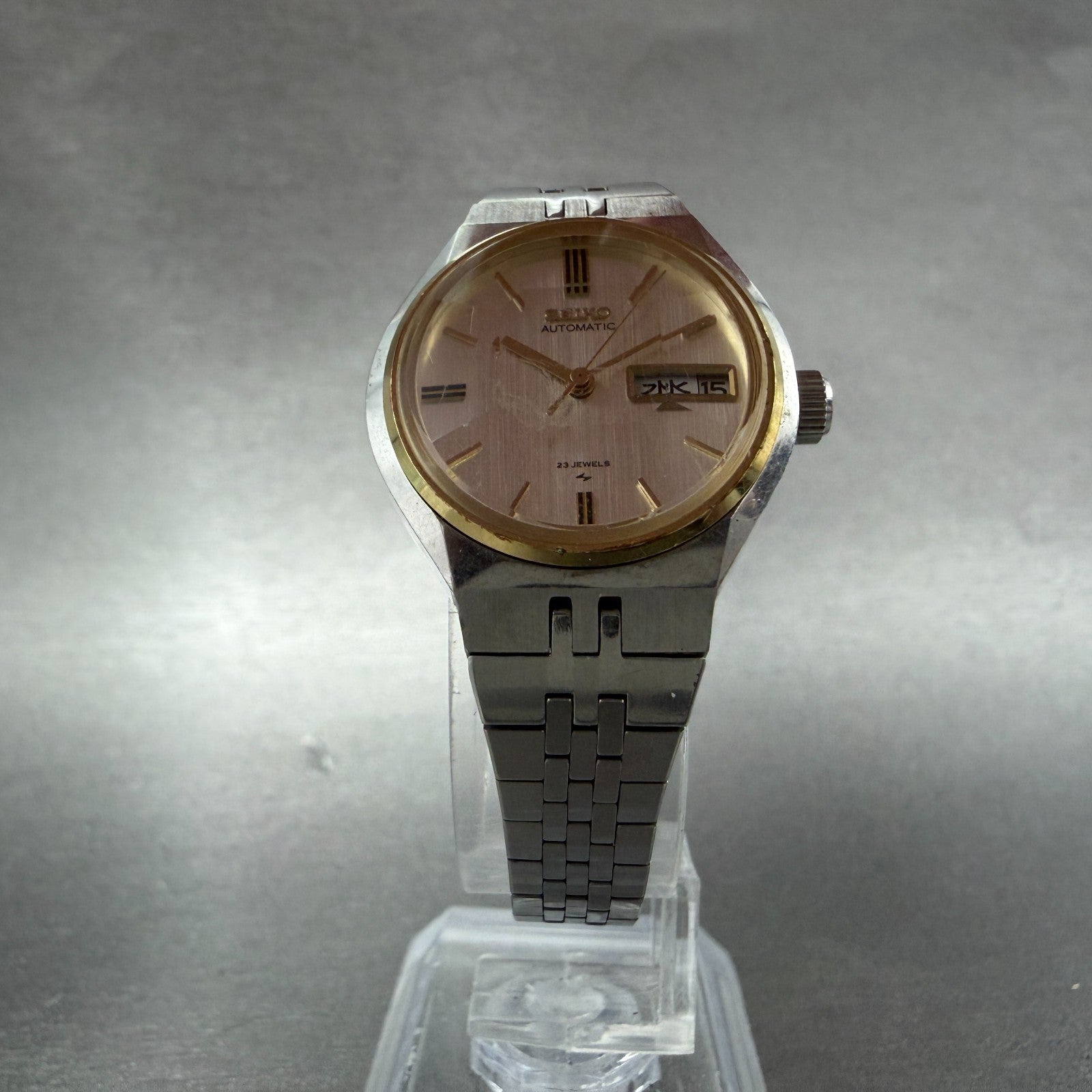 Seiko Automatic Watch Women 26mm Silver Dial Two Tone Daydate 2406-0030 Runs5