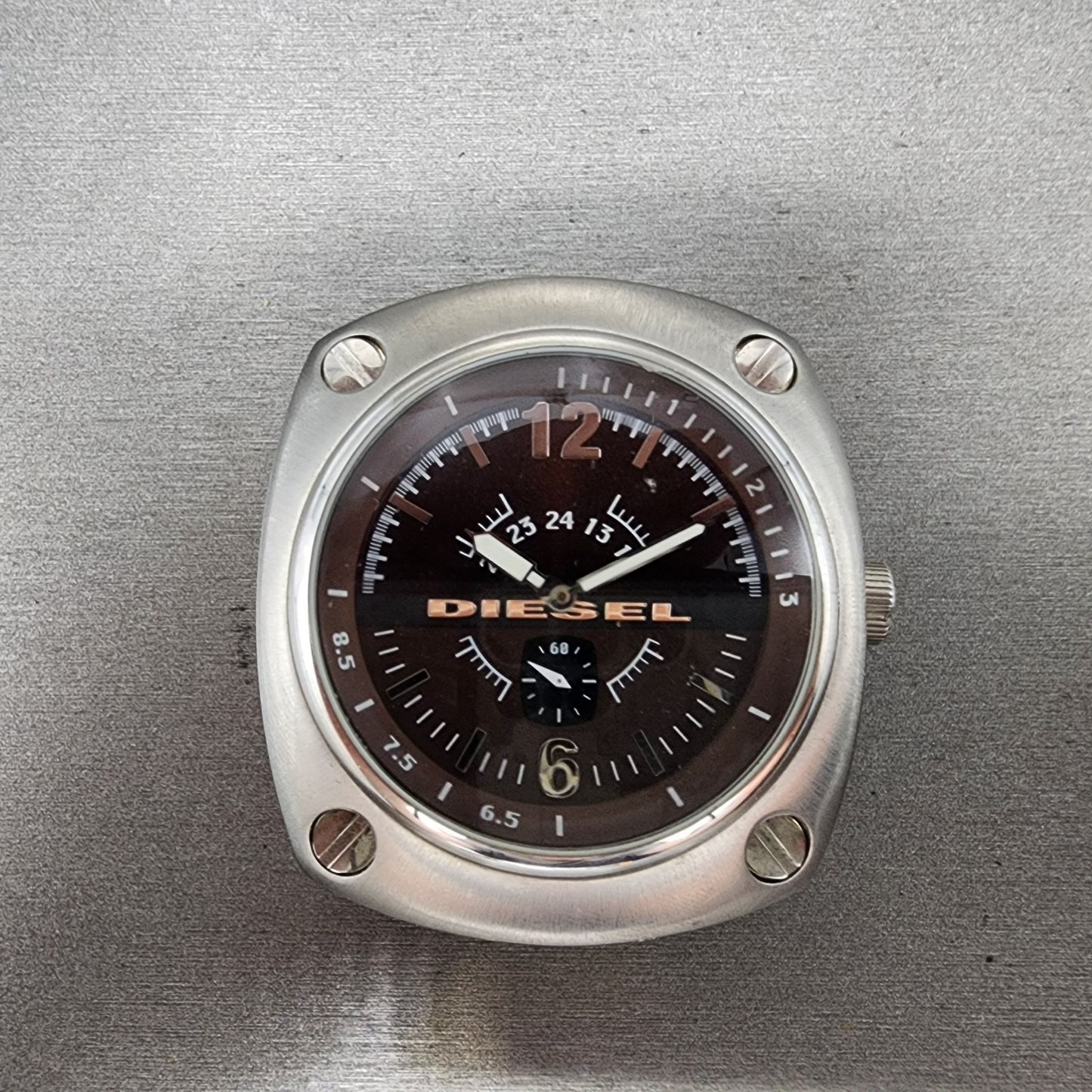 Diesel Watch Men 48mm Brown Dial Steel Small Seconds Cushion DZ1228 New Battery0