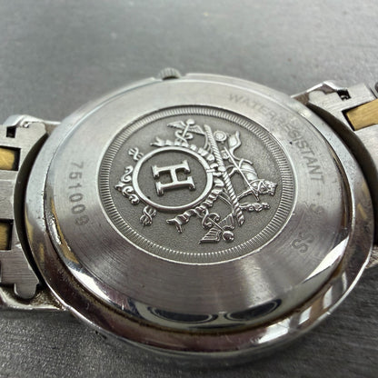 Hermès Clipper watch Men 36mm Cream Dial Two Tone Date Round 751009 New Battery9