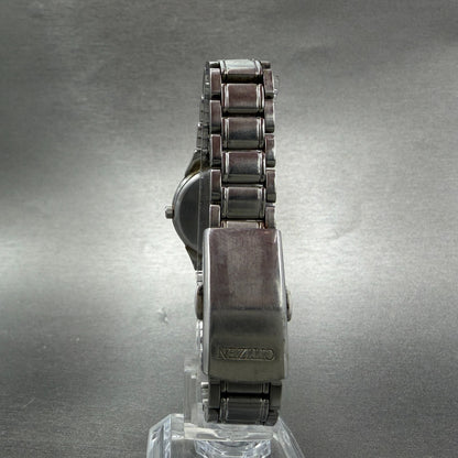 Citizen Eco-Drive Watch Women 25mm Black Dial Silver Tone Date Round Runs7