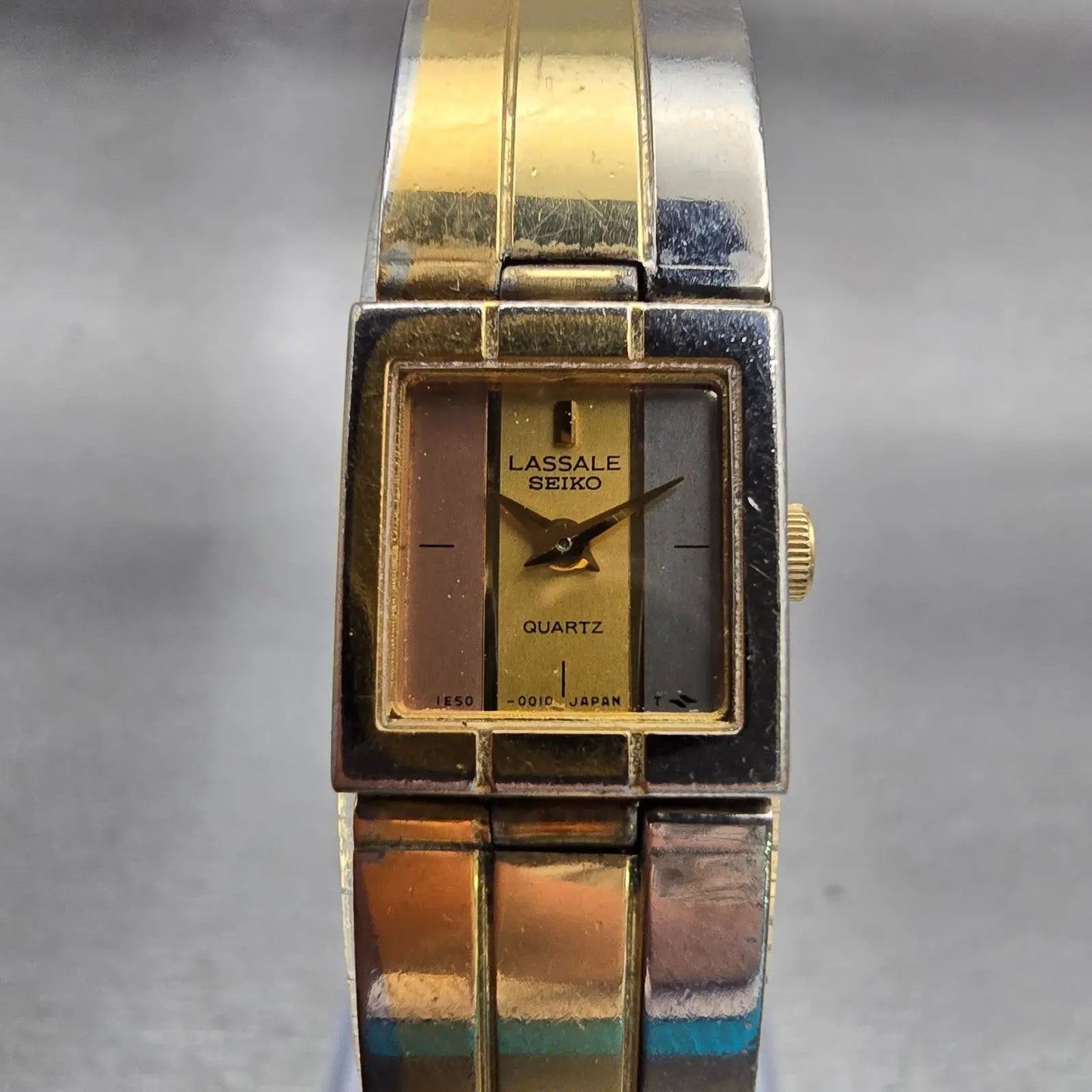 Seiko Lassale Watch Women 13mm Multi Tone Rectangle 1E50-5009 Vintage New Batt0