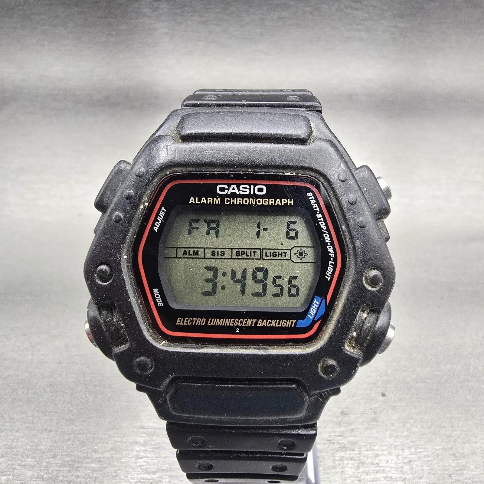 Casio DW-290 Digital Watch Men 46mm Black Dial Black Alarm Chrono New Battery0
