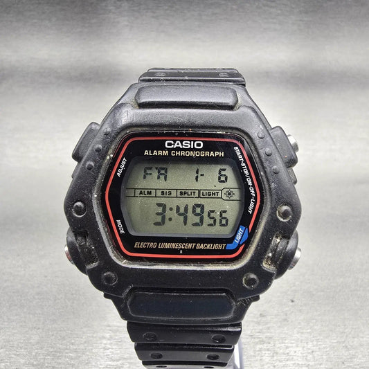 Casio DW-290 Digital Watch Men 46mm Black Dial Black Alarm Chrono New Battery0