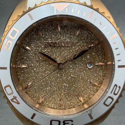 Invicta Angel Dive Watch Women 39mm Gold Dial Rose Gold Tone Date New Battery1