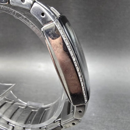 Bulova Watch Men 30mm Black Dial Silver Diamonds Date Rectangle 96E02 New Batt4